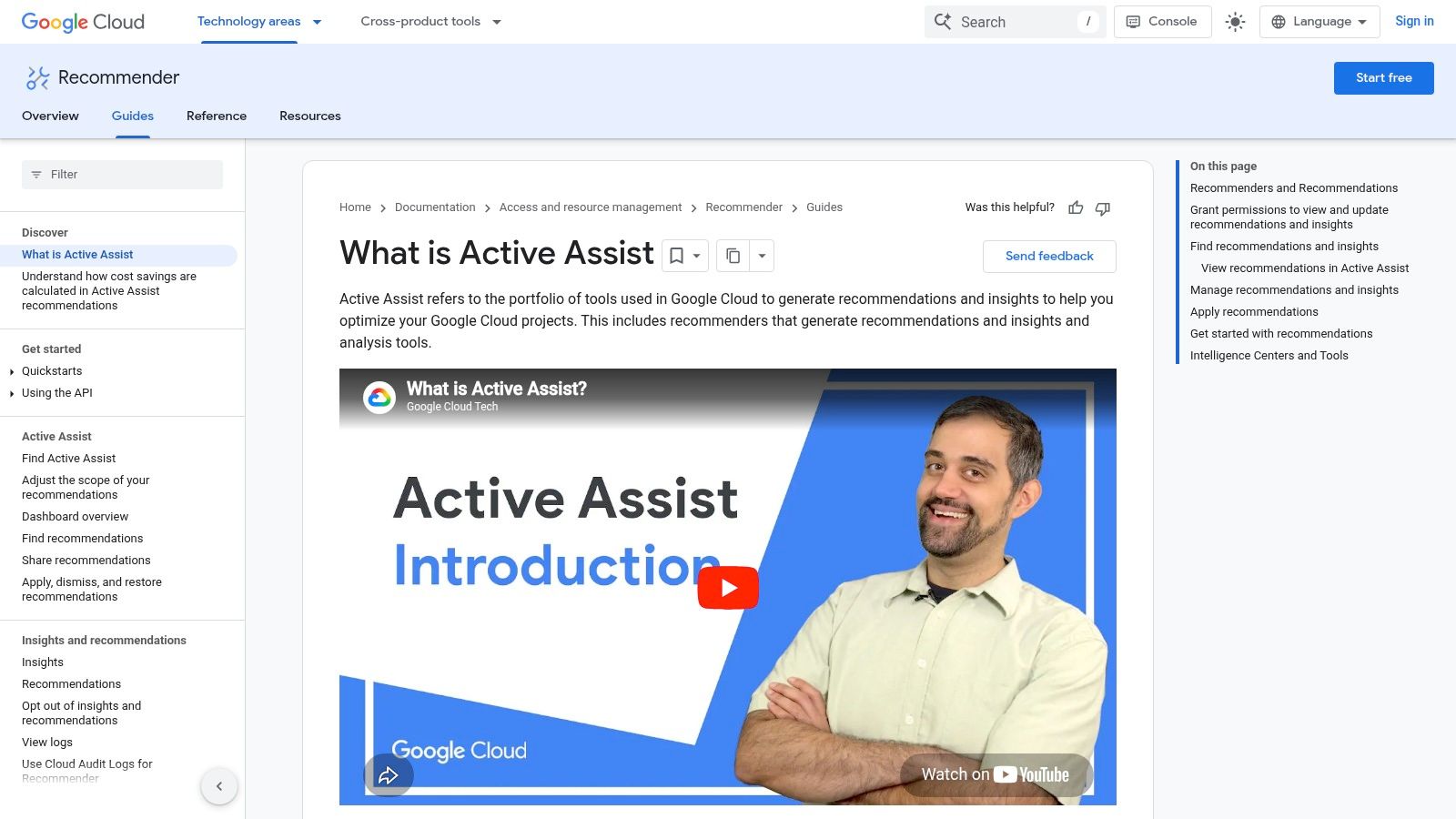 Google Cloud Recommender (Active Assist)