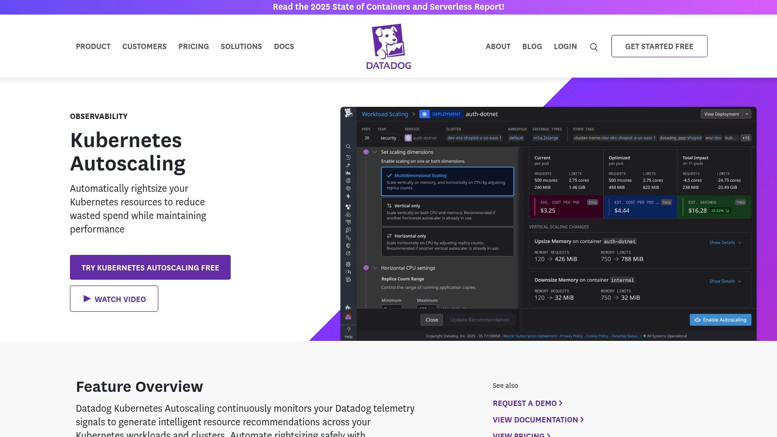 Datadog (Kubernetes Autoscaling + Cloud Cost Management)