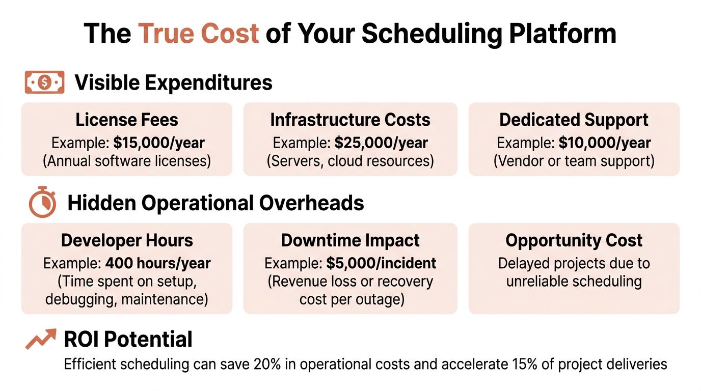 A visual breakdown of the true costs and ROI potential of using a business scheduling platform.